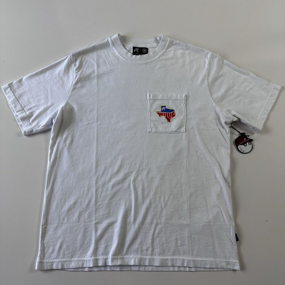 NEW Malbon Willie Nelson Lone Star Tee White Shirt Men's Size Medium Golf